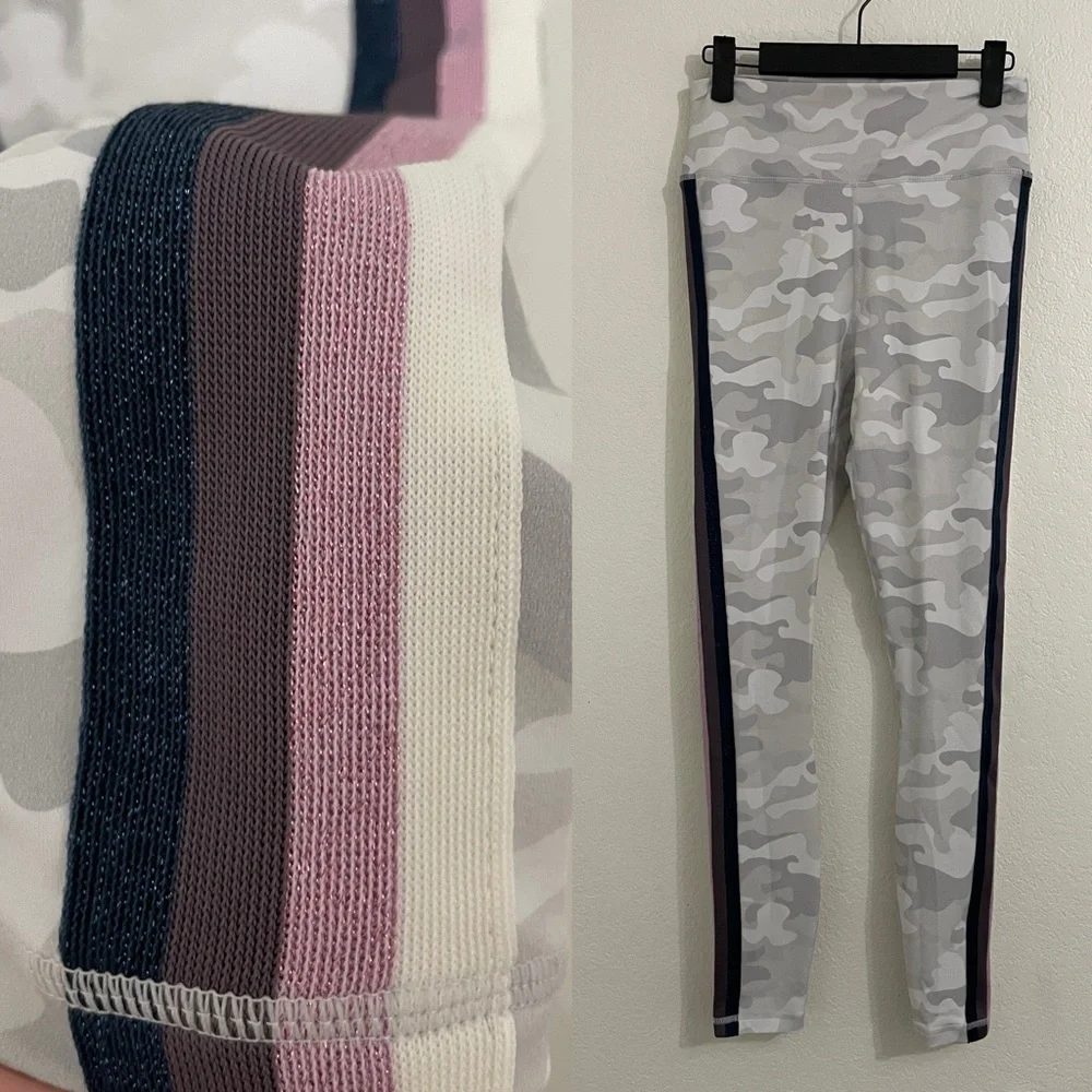 Spiritual Gangster Camo Perfect High Waisted Yoga Leggings with Metallic Stripe